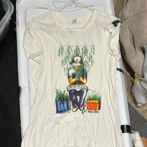 Onno white bamboo tshirt NugLife Nug Life print size small women’s